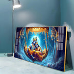 Krishna and Radha Harmony Premium Acrylic Horizontal Wall Art
