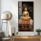Buddha On Lotus Premium Acrylic Vertical Wall Art