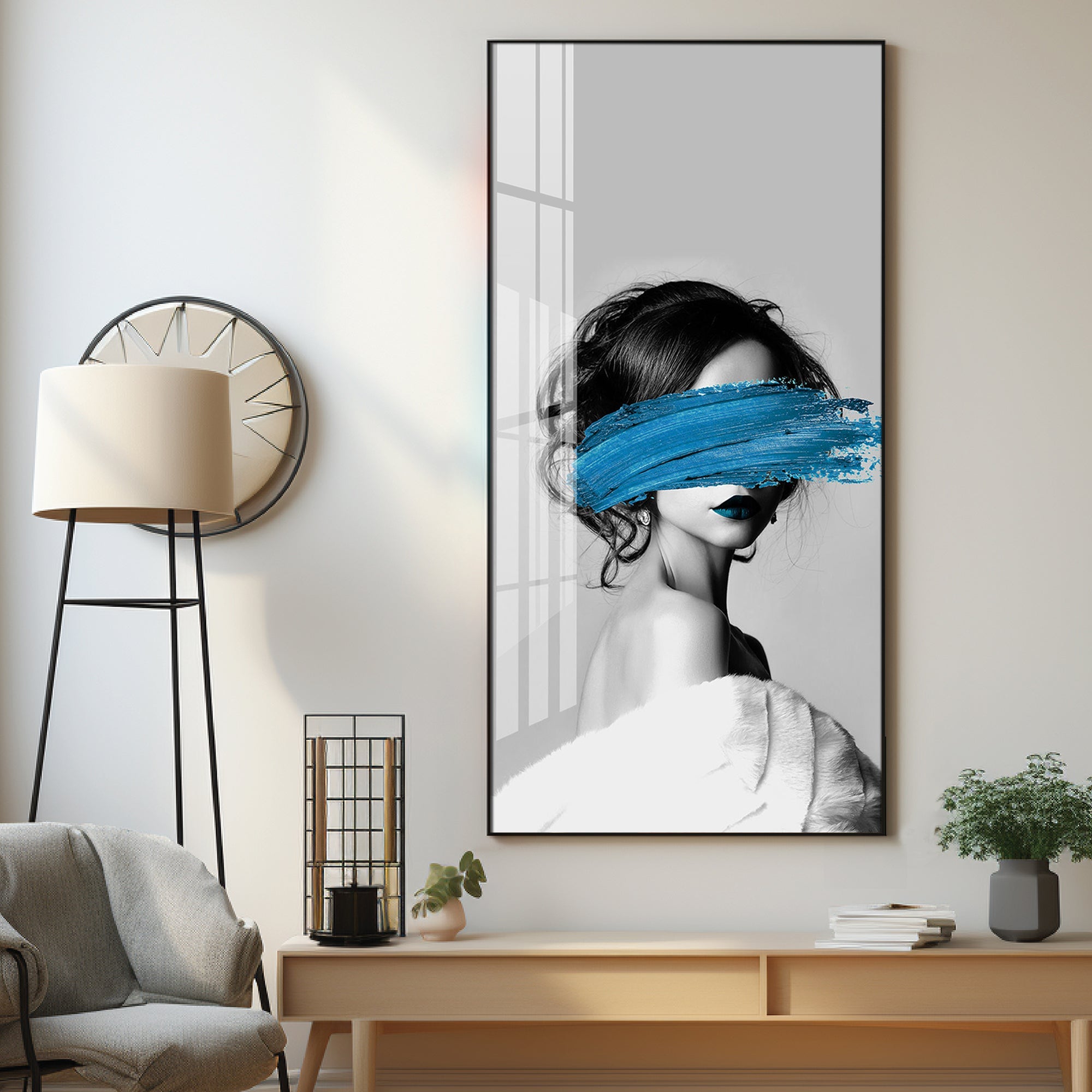 Blindfolded Fashion Premium Acrylic Vertical Wall Art
