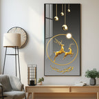 Dancing Golden Reindeer Premium Acrylic Vertical Wall Art