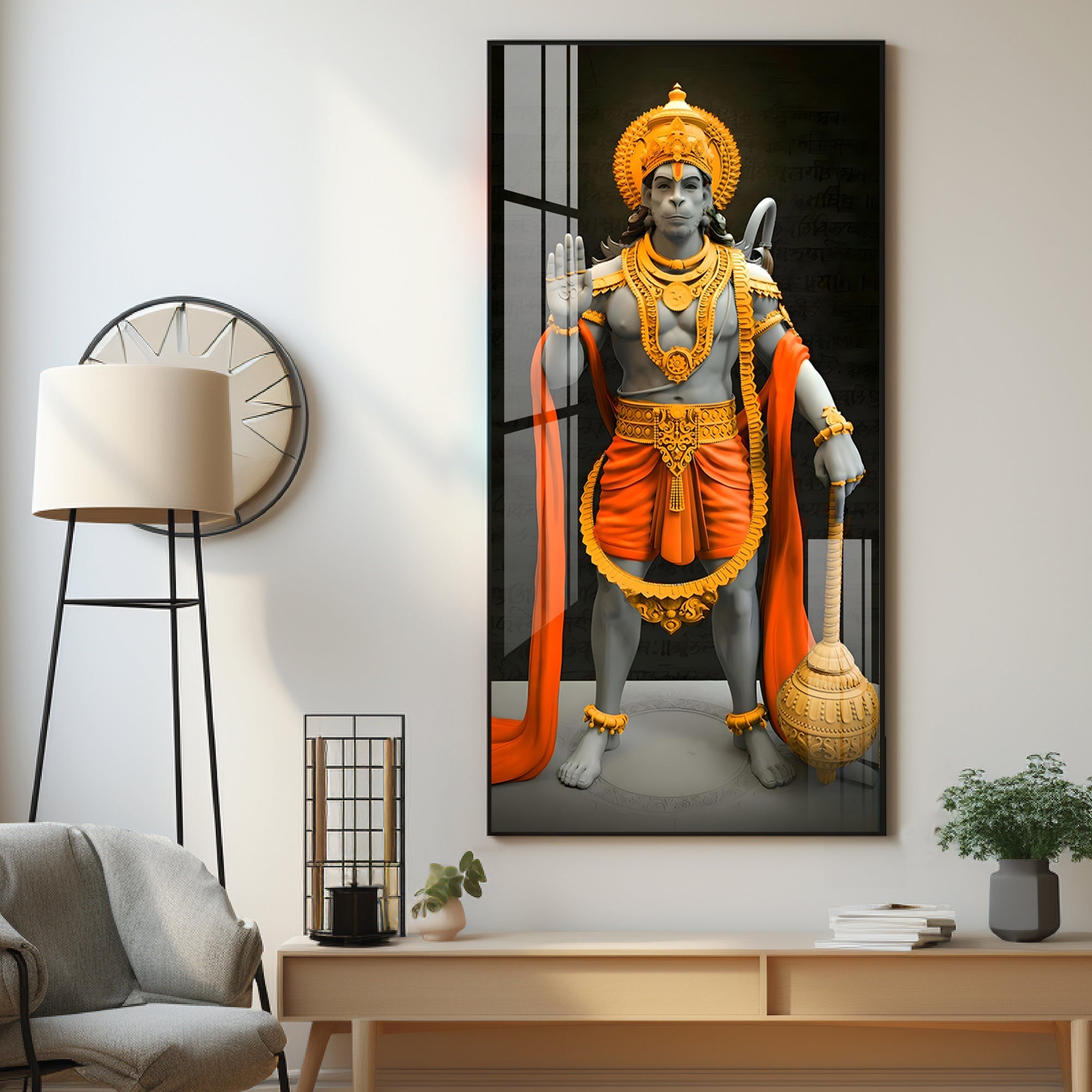 Cheeranjivi Hanuman Premium Acrylic Vertical Wall Art