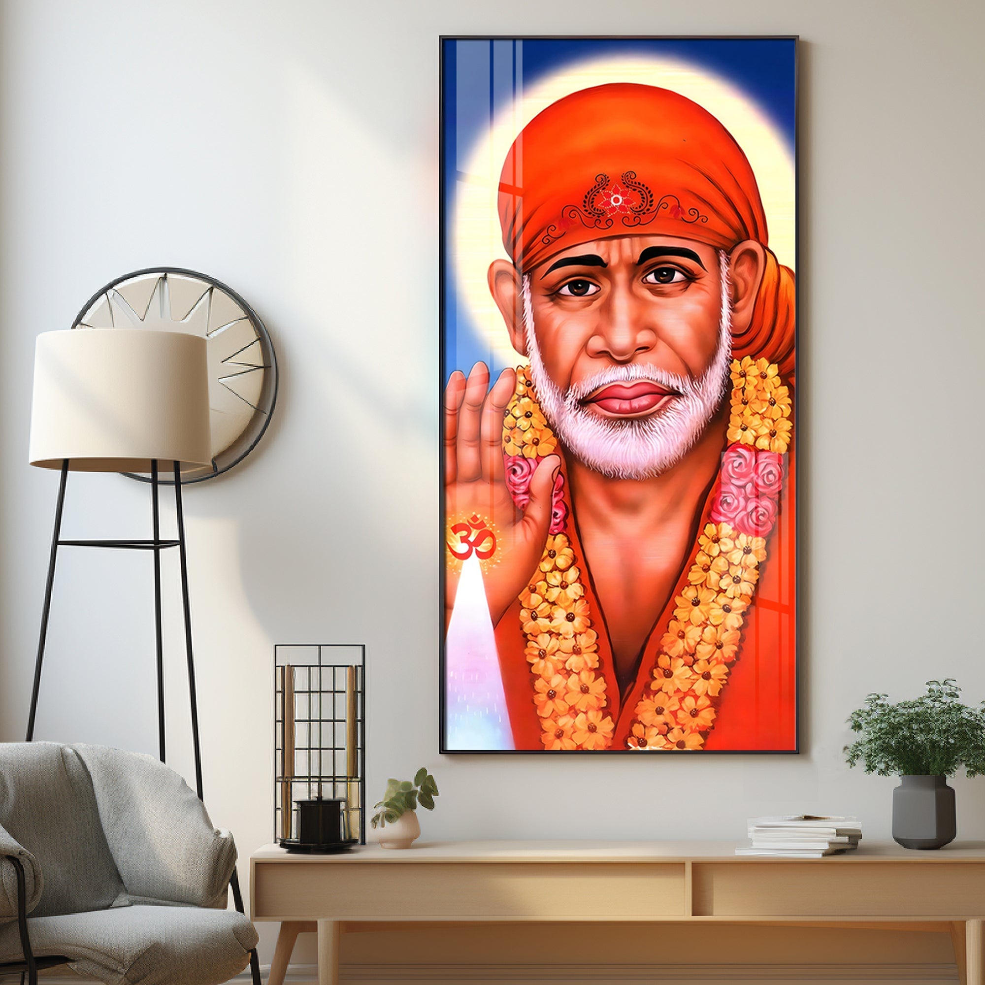 Jai Shree Sai Premium Acrylic Vertical Wall Art