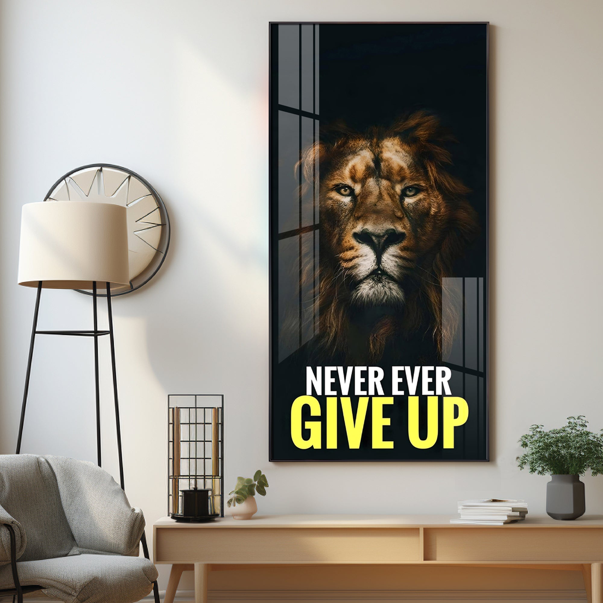 Never Give Up Premium Acrylic Vertical Wall Art
