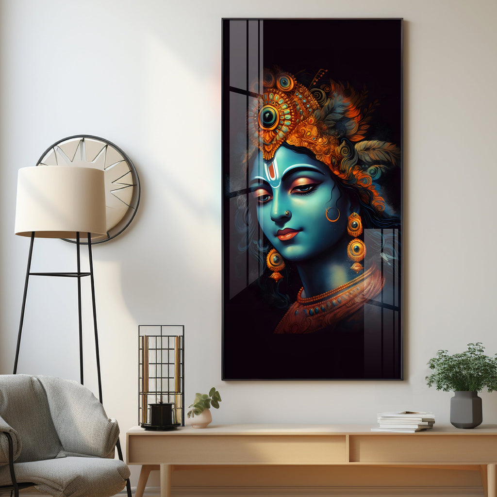 Lord Shree Krishna Premium Acrylic Vertical Wall Art