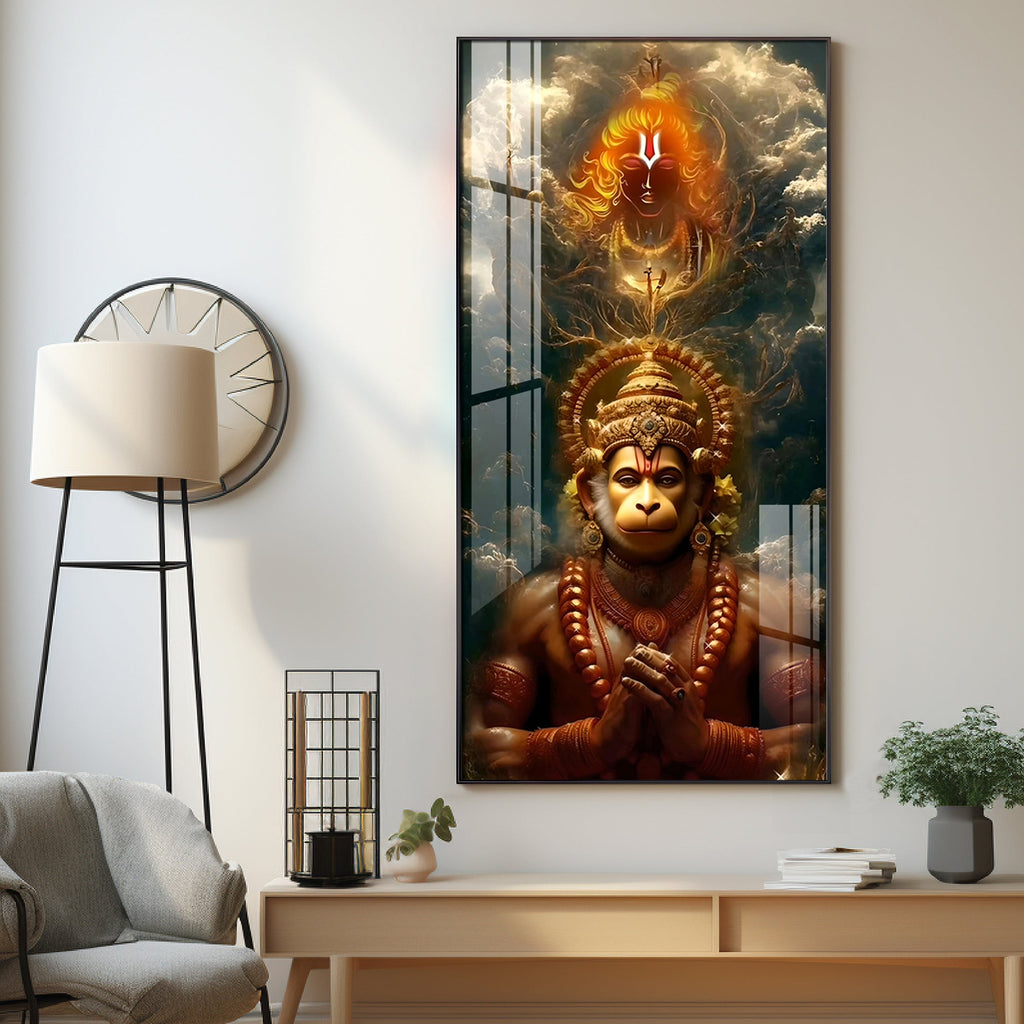 Sankatmochan Hanuman Premium Acrylic Vertical Wall Art