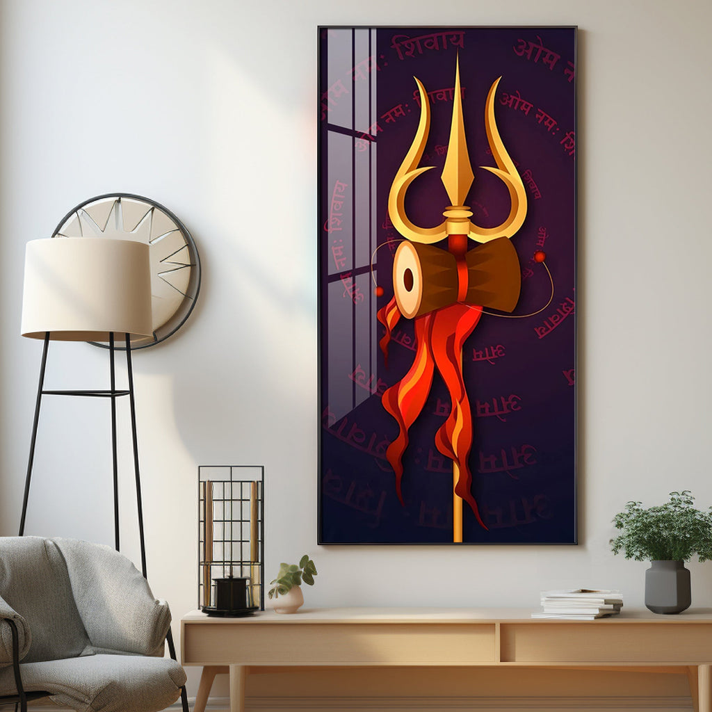 Shiva Trishula Premium Acrylic Vertical Wall Art