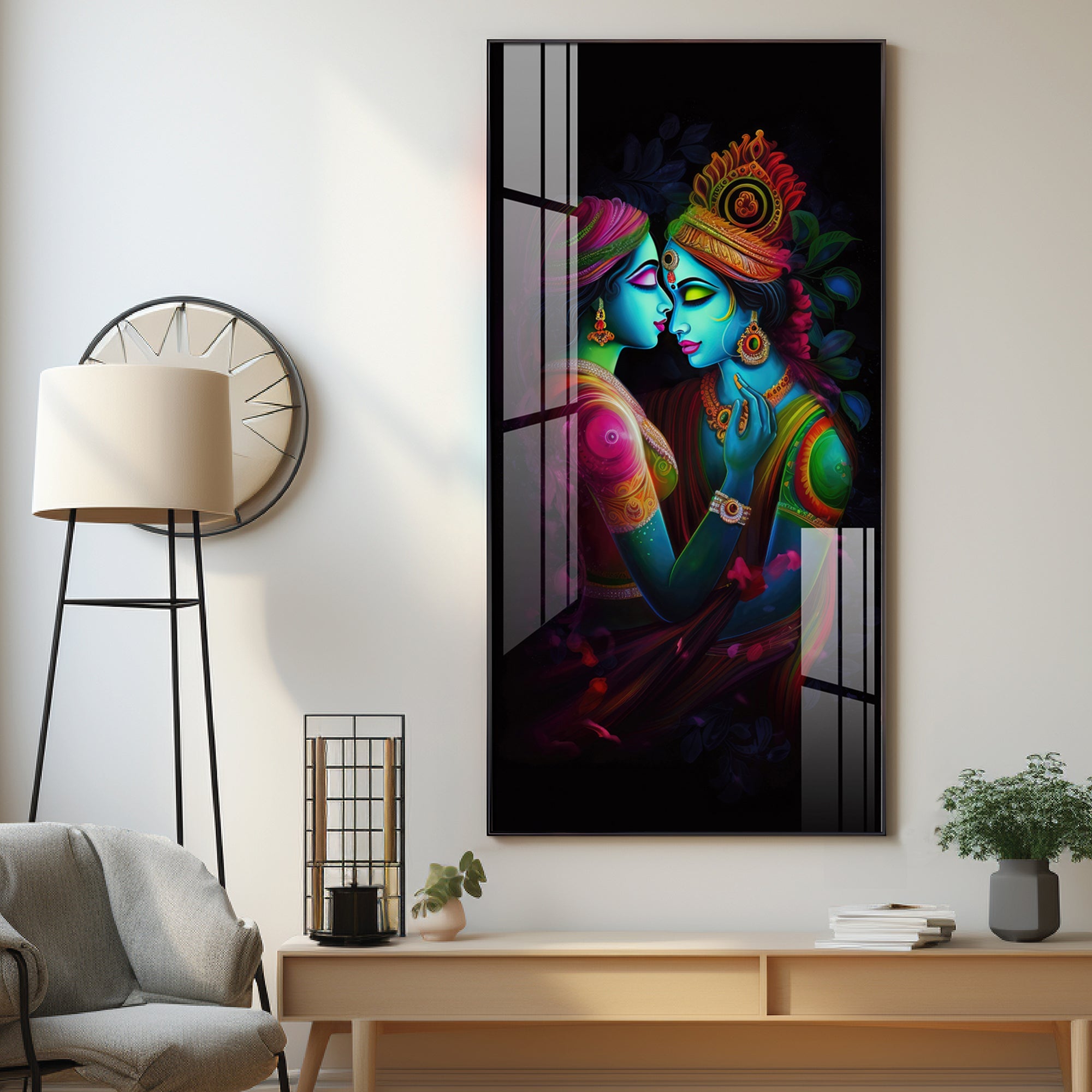 Shri Radhe Krishna Premium Acrylic Vertical Wall Art