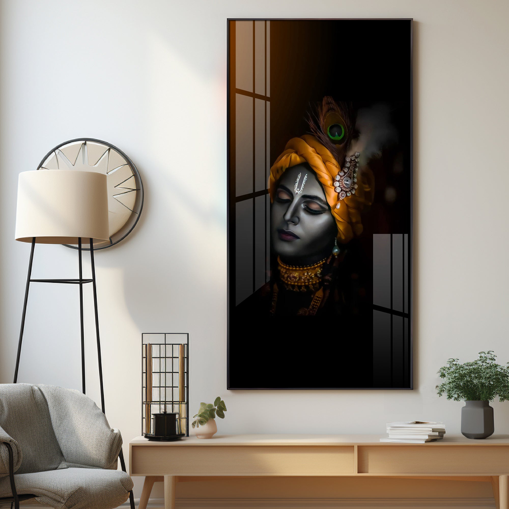 Lord Krishna Premium Acrylic Vertical Wall Art