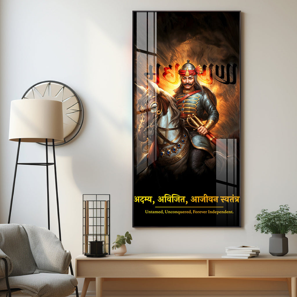 Maharana Pratap Premium Acrylic Vertical Wall Art