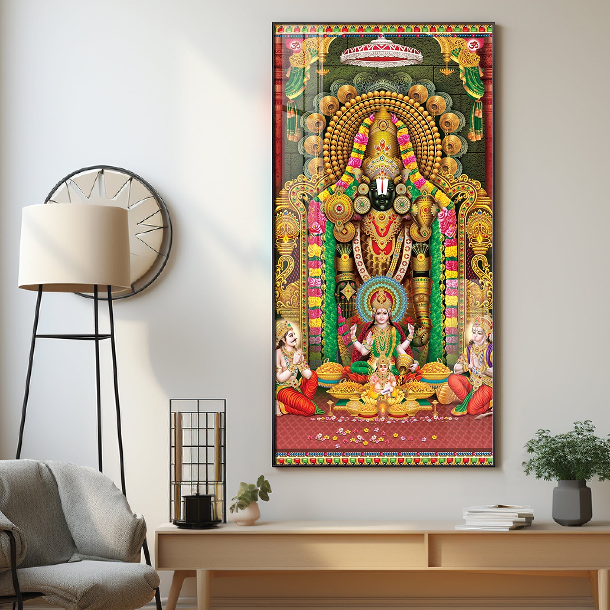 Lord Venkateswara With Lakshmi Ji Premium Acrylic Vertical Wall Art