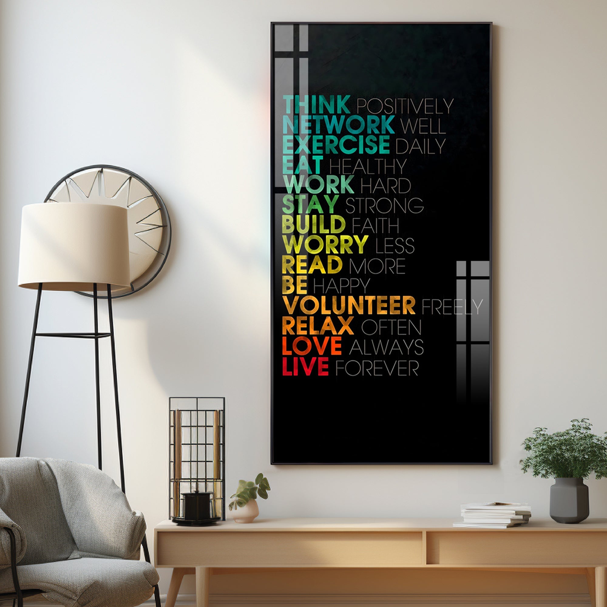 Think Positively Premium Acrylic Vertical Wall Art
