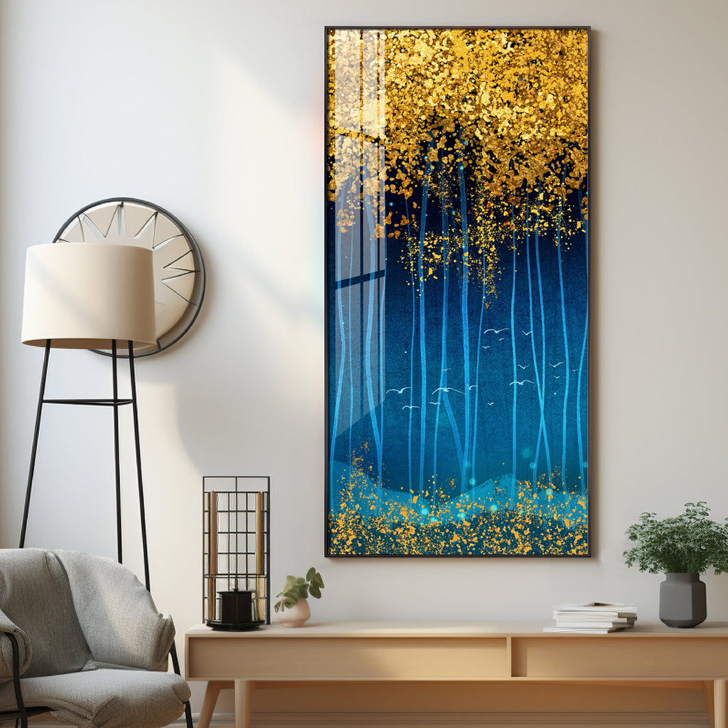Sparkling Leaves Premium Acrylic Vertical Wall Art