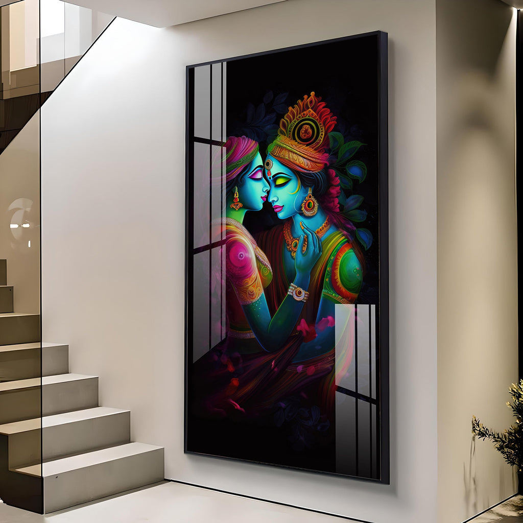 Shri Radhe Krishna Premium Acrylic Vertical Wall Art
