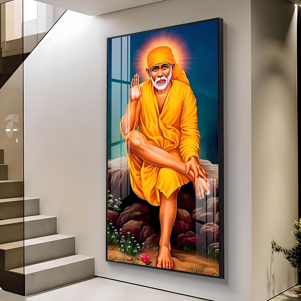 Shirdi Sai Baba Premium Acrylic Vertical Wall Art