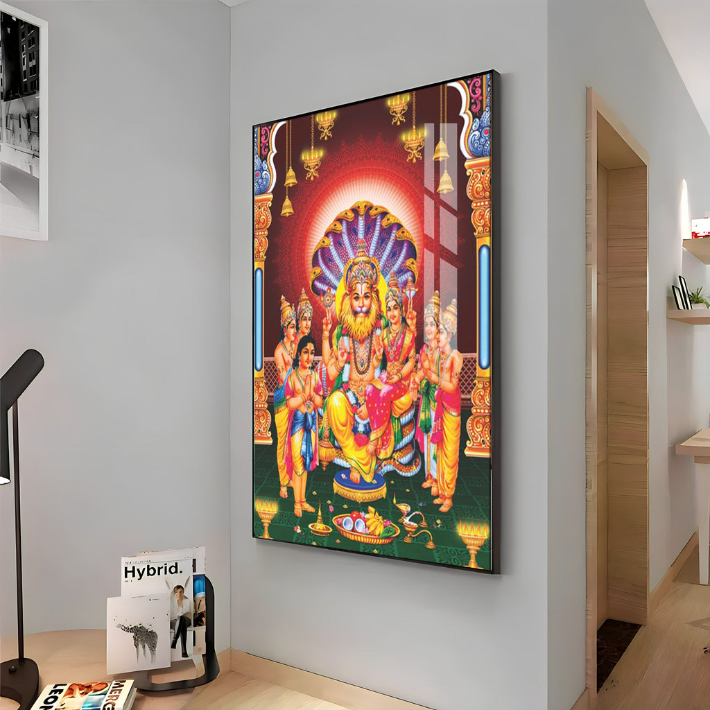 Lakshmi Narasimha Premium Acrylic Vertical Wall Art