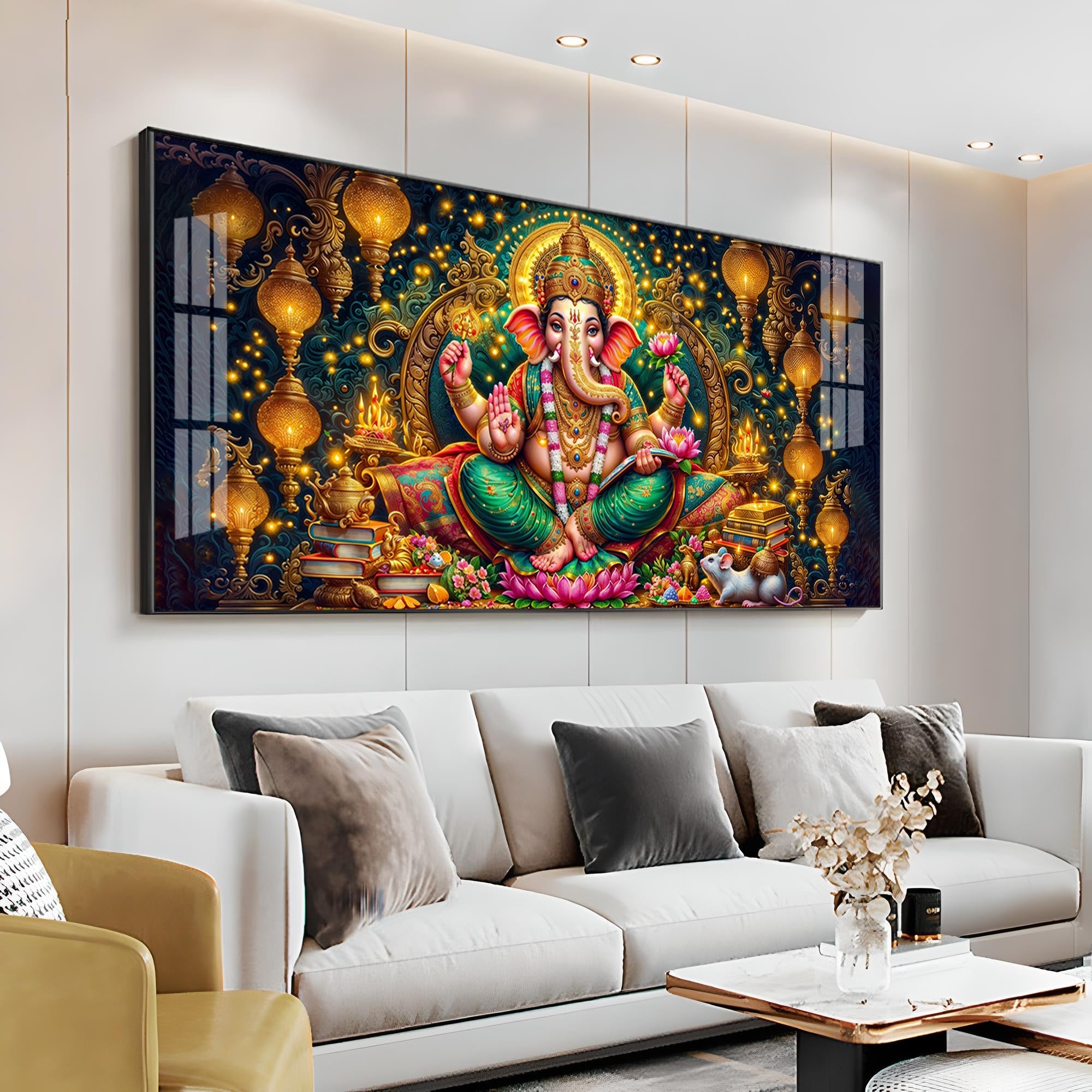 Lord Ganesha Radiance Premium Acrylic Horizontal Wall Art