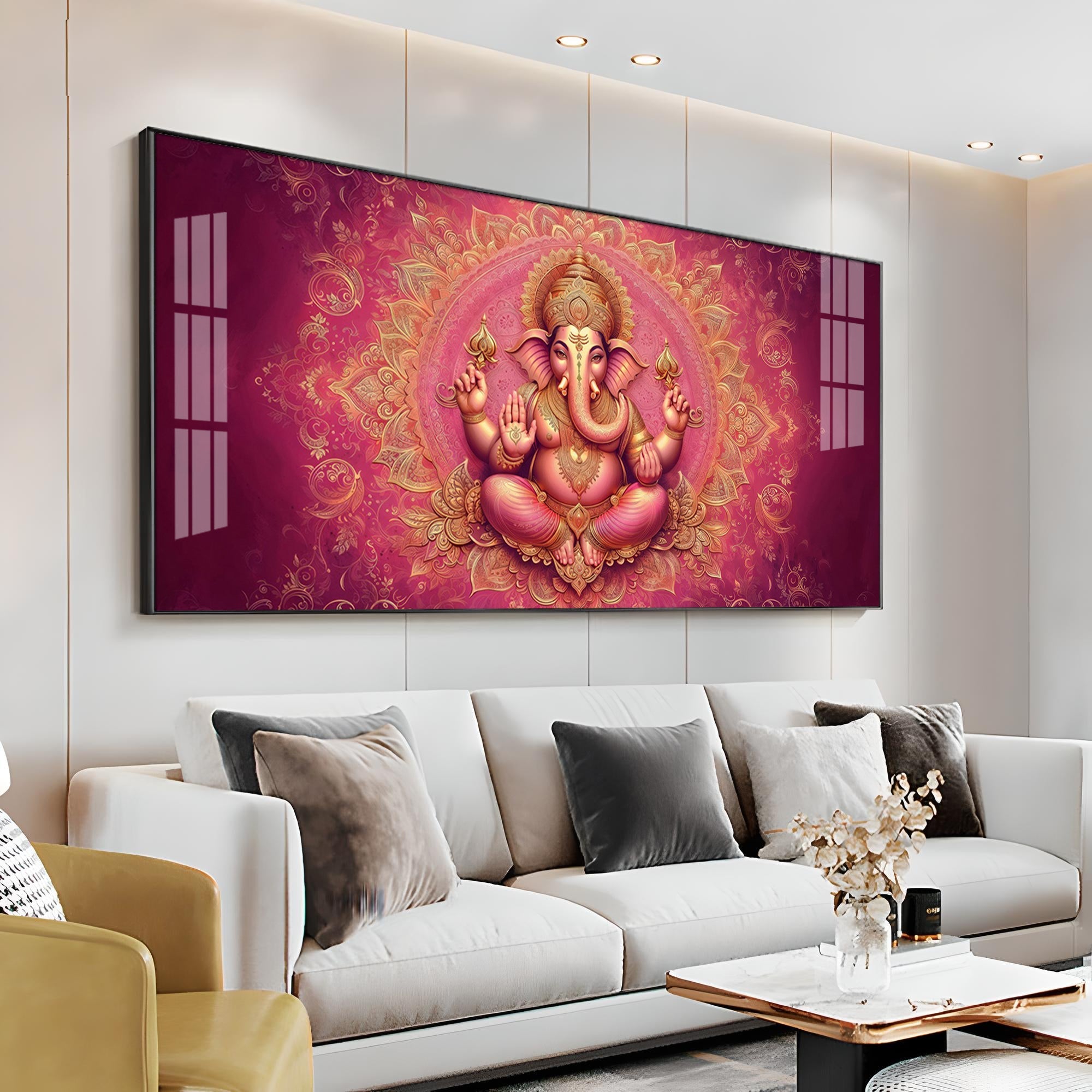 Lord Ganesha Giving Blessing Premium Acrylic Horizontal Wall Art