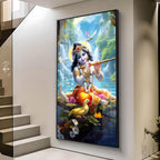 Joyful Krishna Premium Acrylic Vertical Wall Art