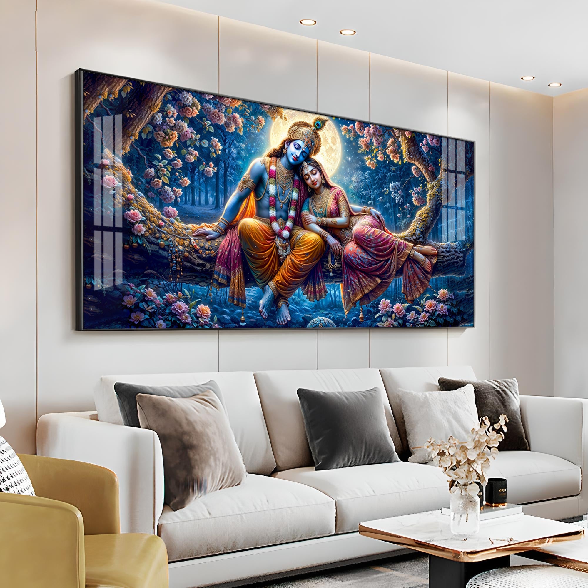 Krishna and His Beloved Premium Acrylic Horizontal Wall Art