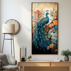 Majestic Peacock Art Premium Acrylic Vertical Wall Art