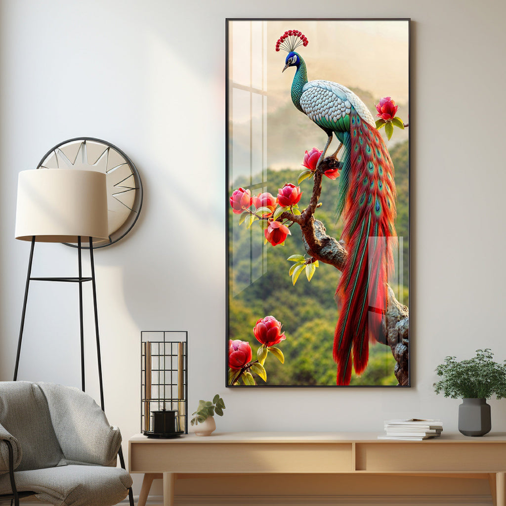 The Peacock Artistry Premium Acrylic Vertical Wall Art
