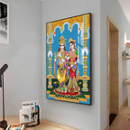 Divine Radha and Krishna Premium Acrylic Vertical Wall Art
