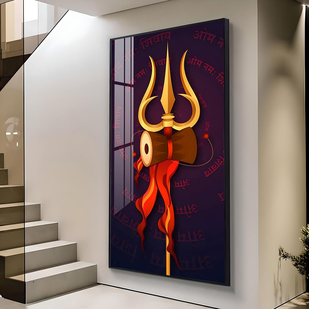 Shiva Trishula Premium Acrylic Vertical Wall Art