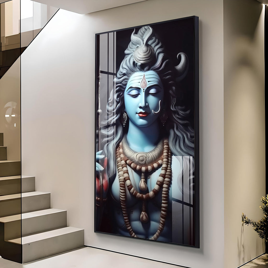Shiv Shambhu Premium Acrylic Vertical Wall Art