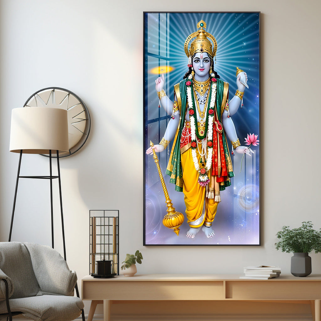 Lord Vishnu ji Premium Acrylic Vertical Wall Art