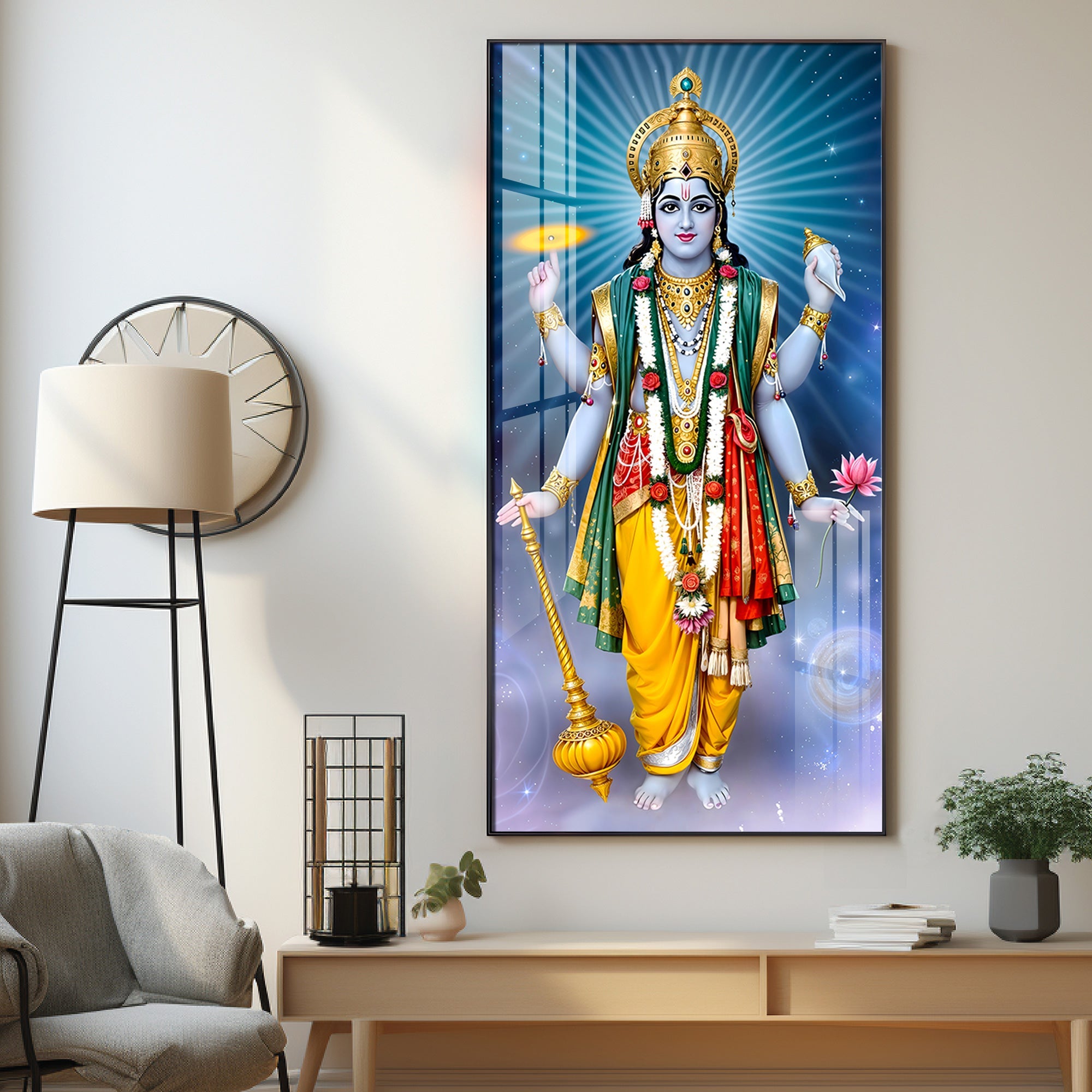 Lord Vishnu ji Premium Acrylic Vertical Wall Art
