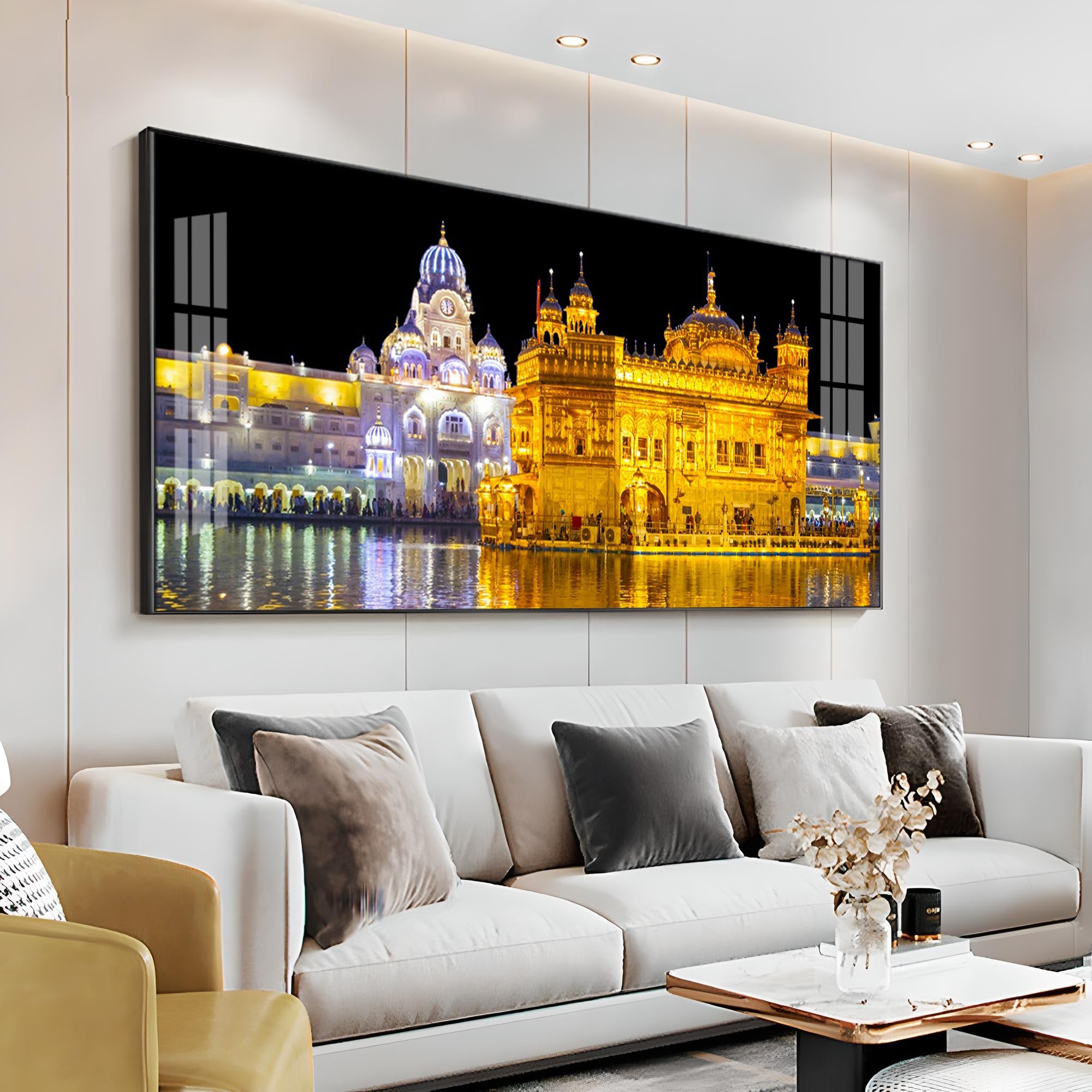 The Majestic Golden Temple Premium Acrylic Horizontal Wall Art