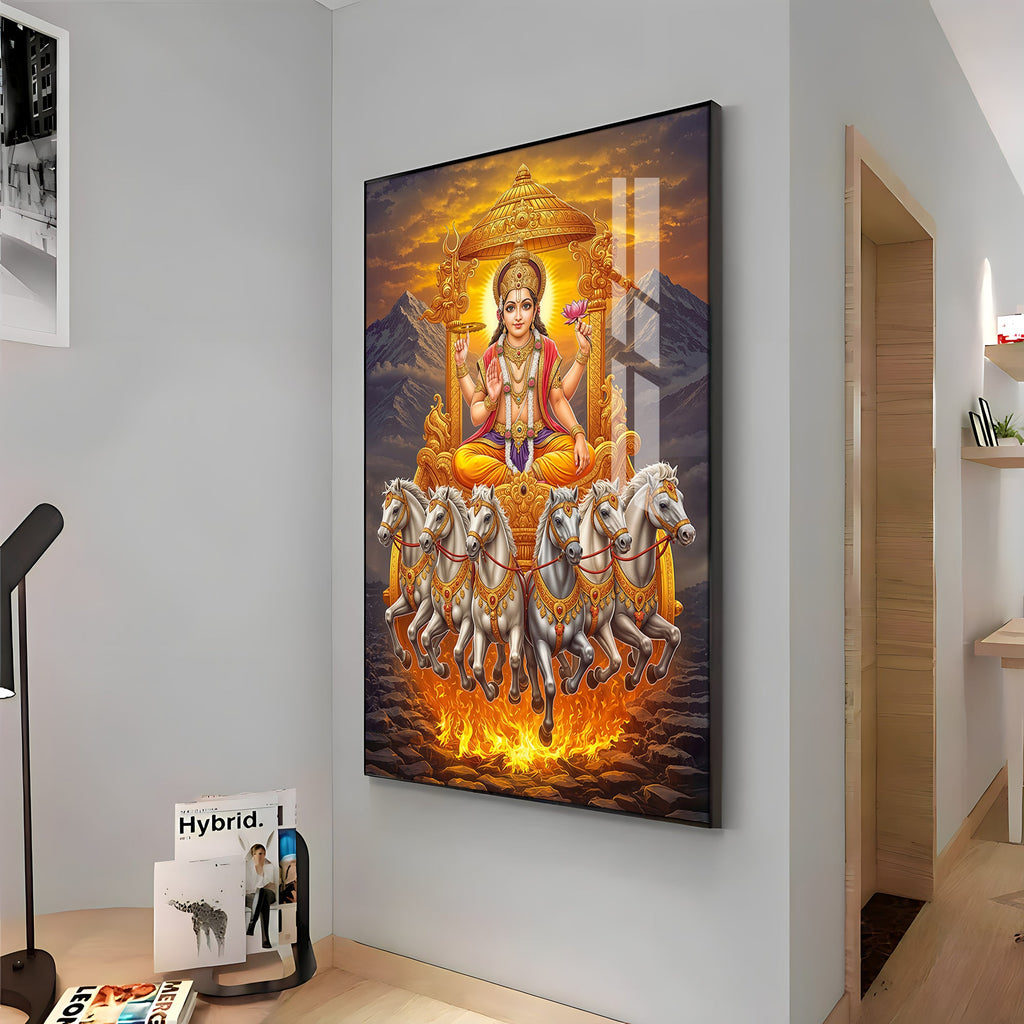 Divine Surya Dev Premium Acrylic Vertical Wall Art