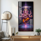 Ganesha's Celestial Embrace Premium Acrylic Vertical Wall Art