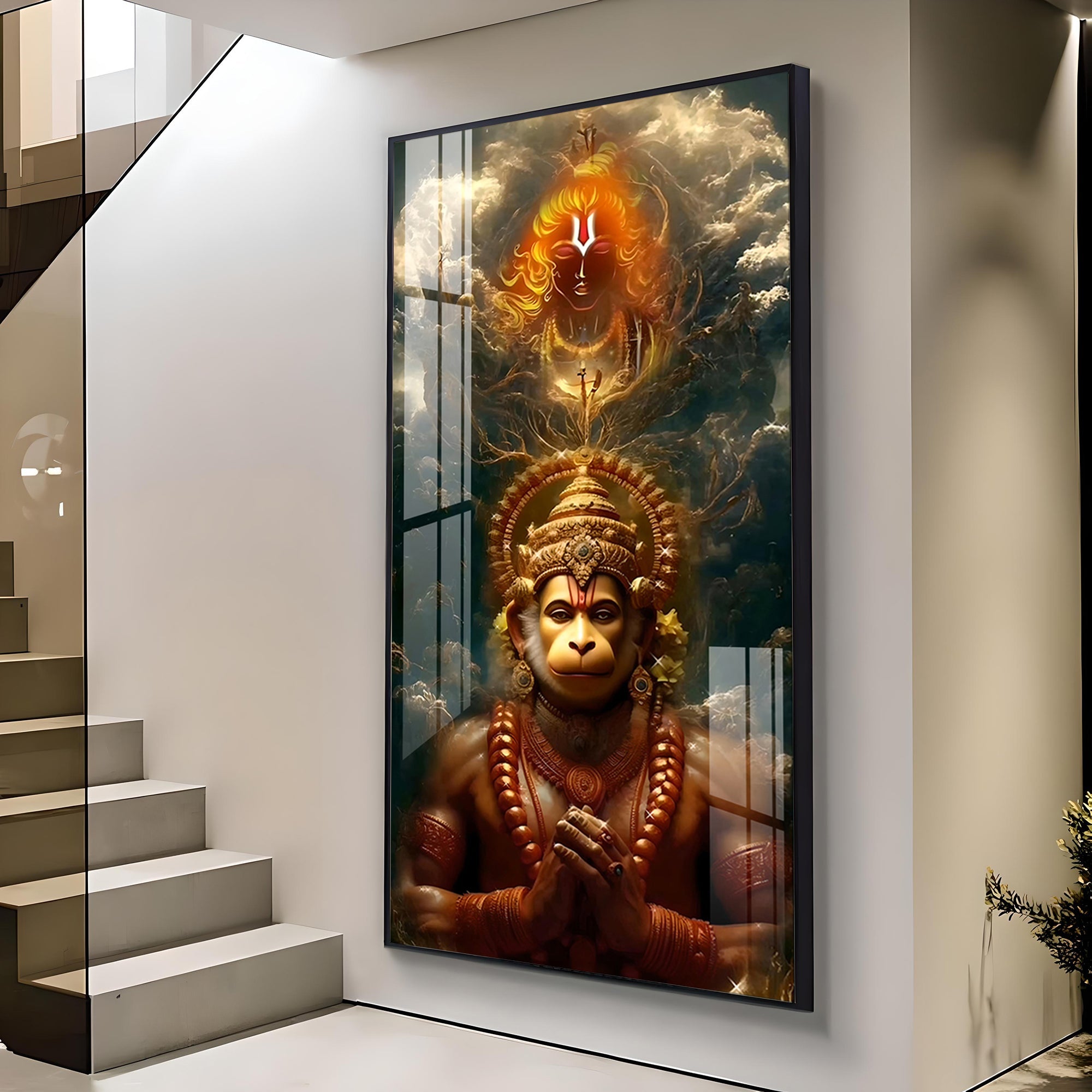 Sankatmochan Hanuman Premium Acrylic Vertical Wall Art