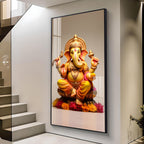 Lord Ganpati Premium Acrylic Vertical Wall Art