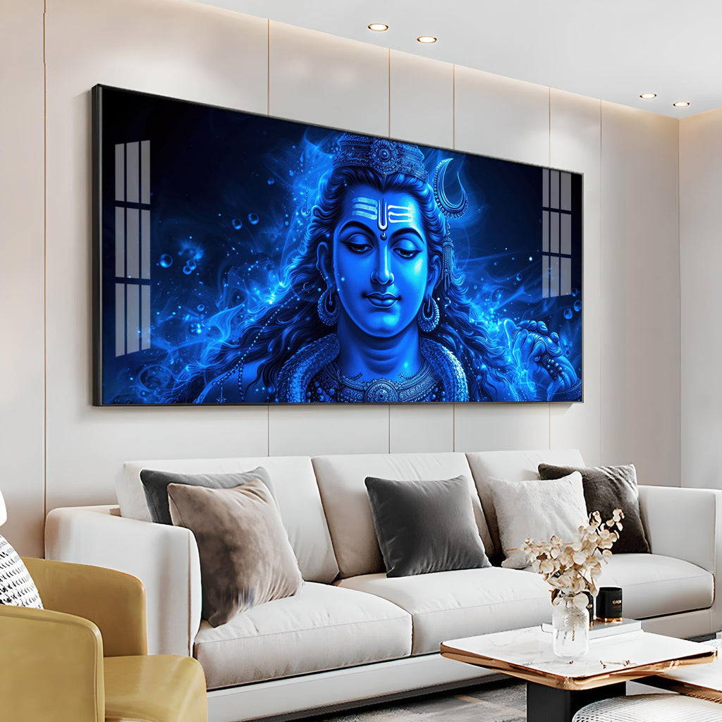 Lord Shiv Shakti Aura Premium Acrylic Horizontal Wall Art