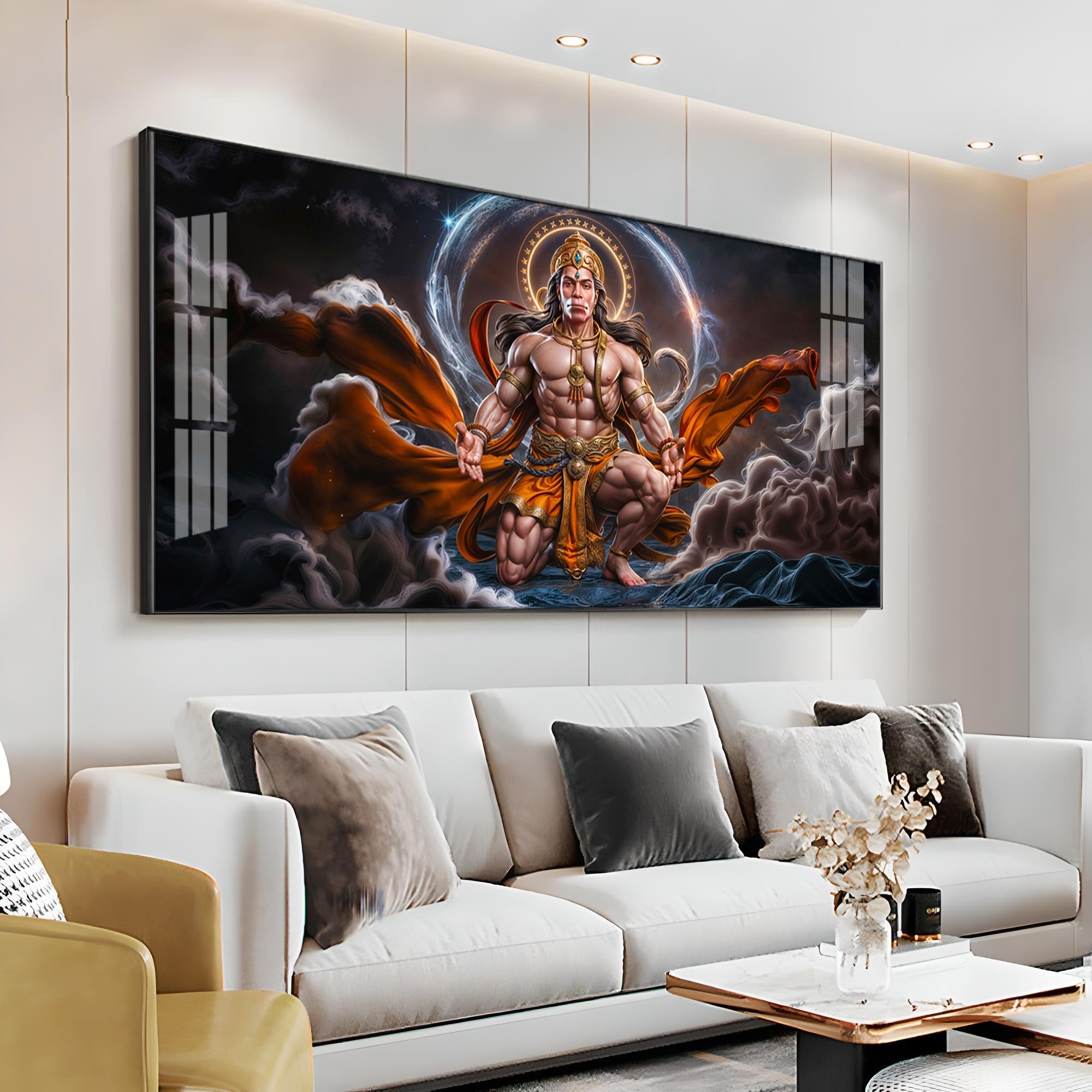 Ethereal Guardian Hanuman Premium Acrylic Horizontal Wall Art