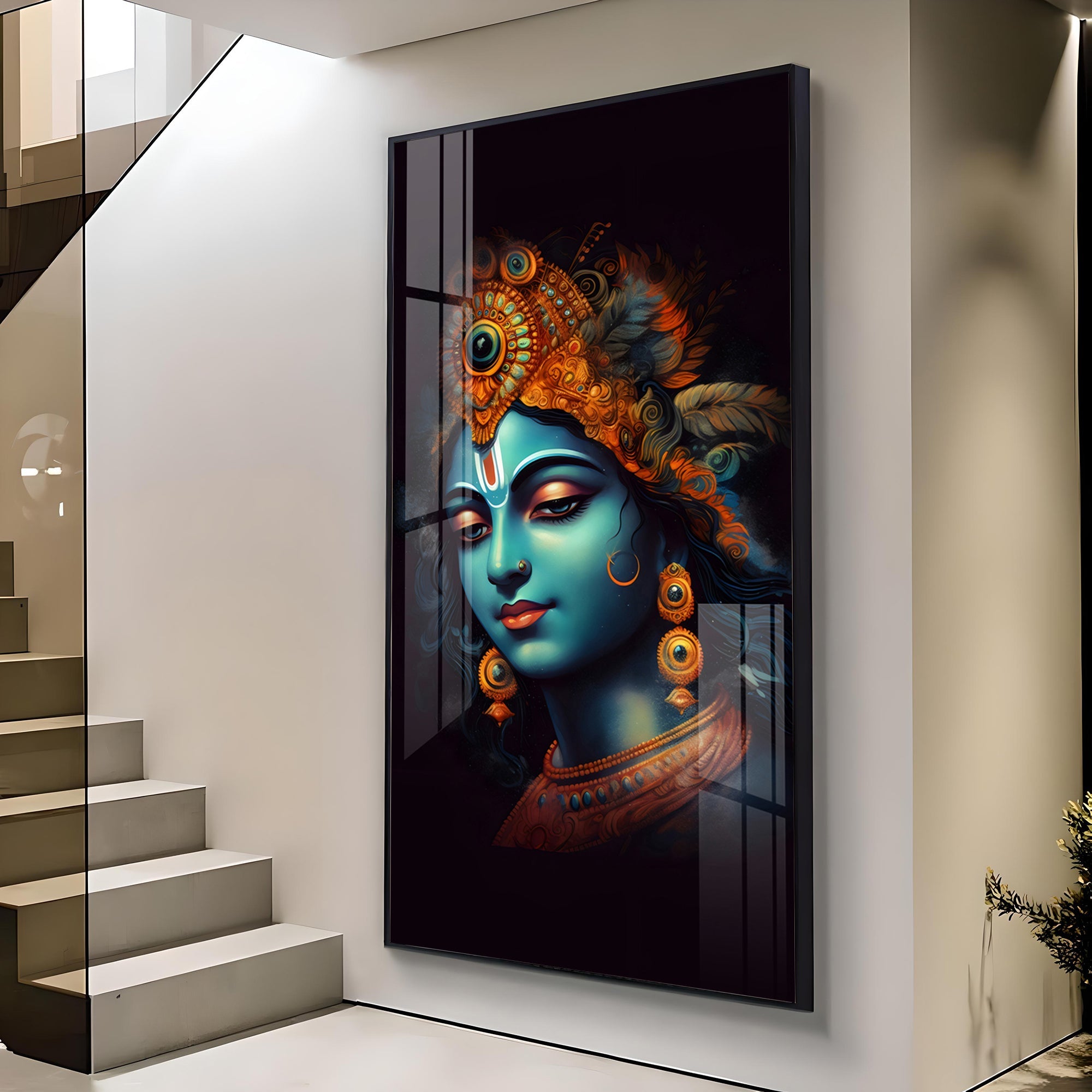Lord Shree Krishna Premium Acrylic Vertical Wall Art