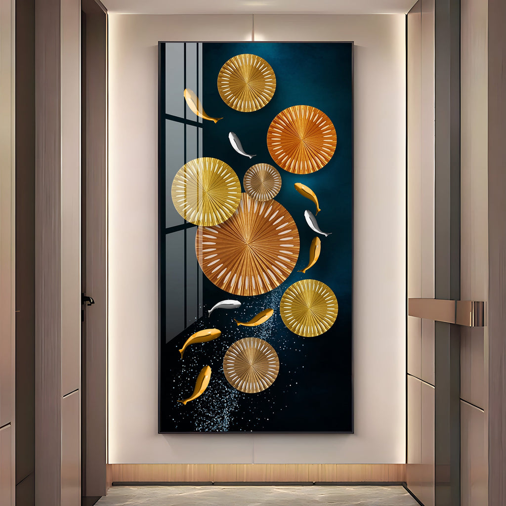 Carp Lotus Pond Premium Acrylic Vertical Wall Art