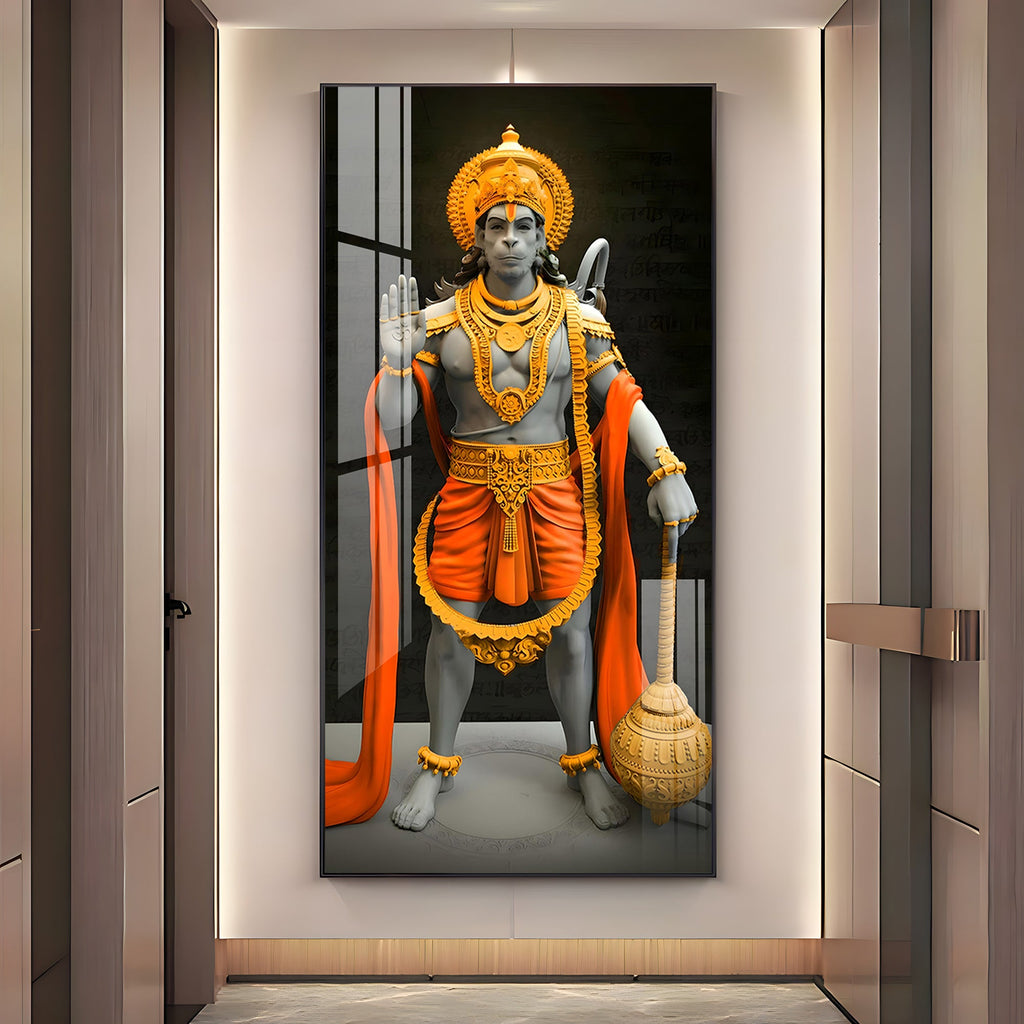 Cheeranjivi Hanuman Premium Acrylic Vertical Wall Art