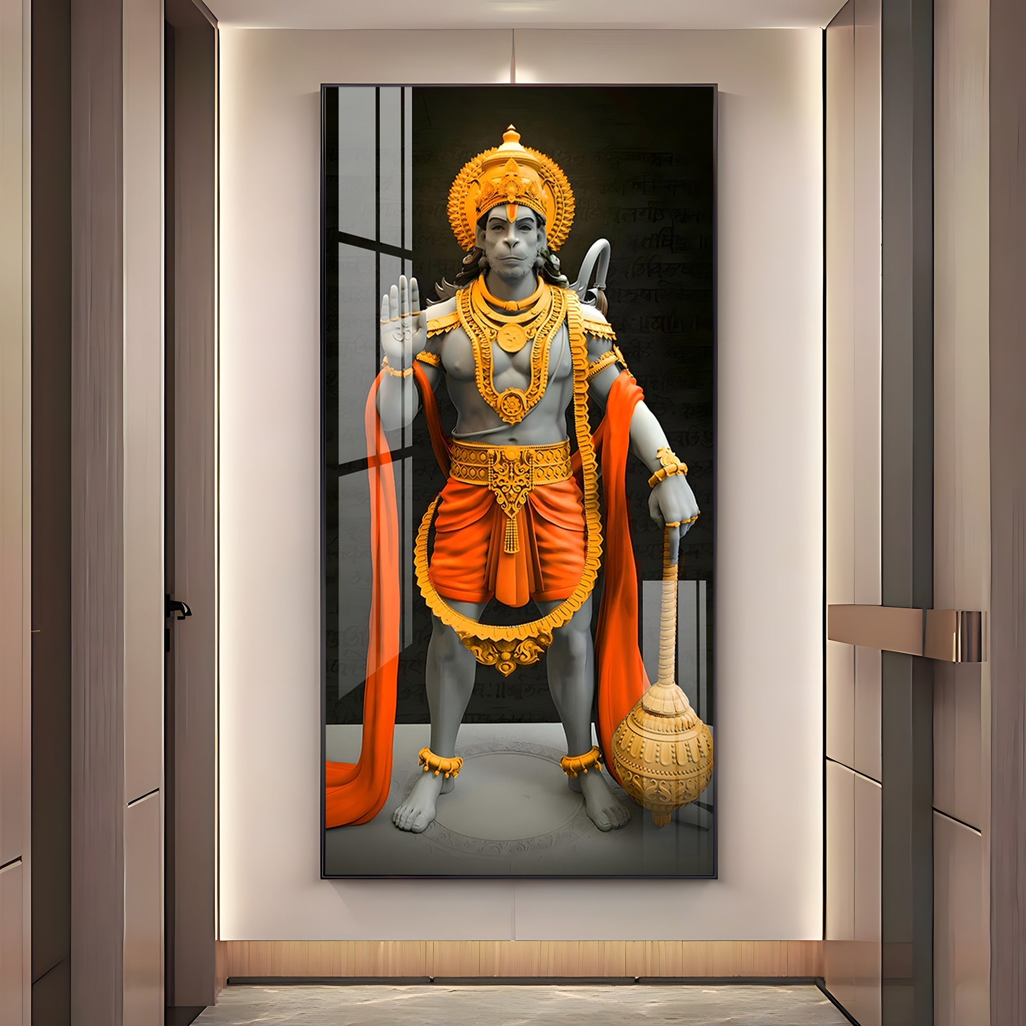Cheeranjivi Hanuman Premium Acrylic Vertical Wall Art