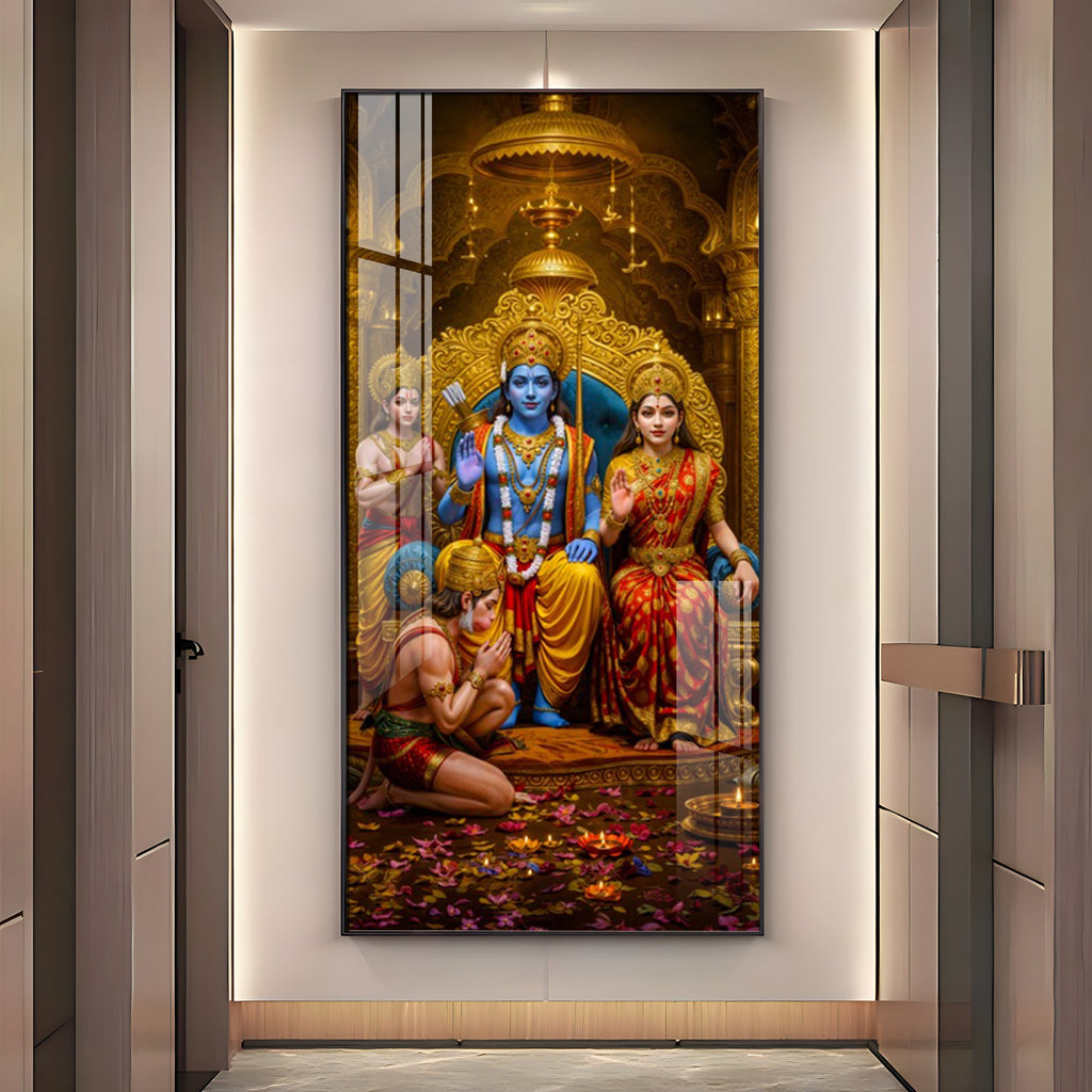 Devotion Of Hanuman Premium Acrylic Vertical Wall Art