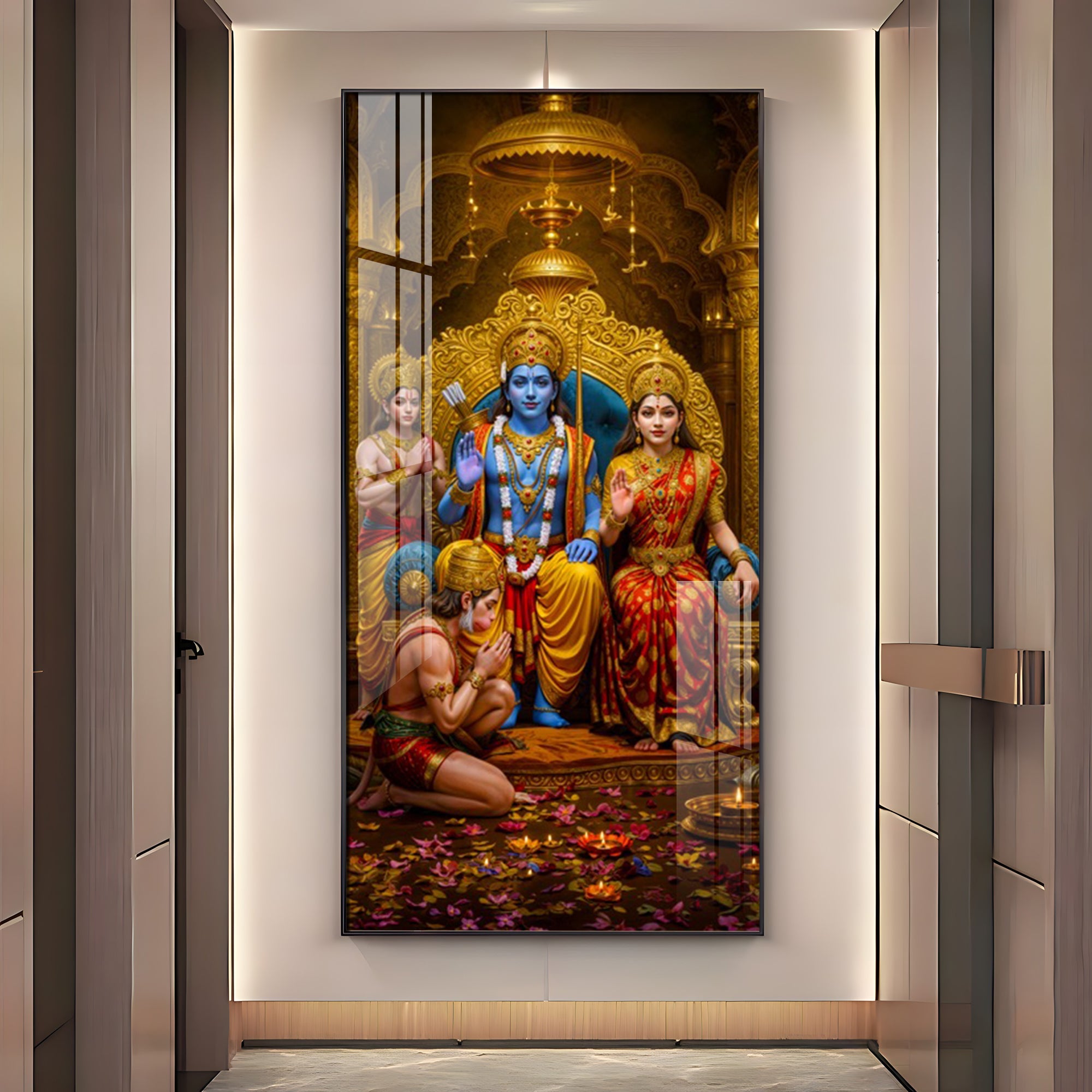 Devotion Of Hanuman Premium Acrylic Vertical Wall Art