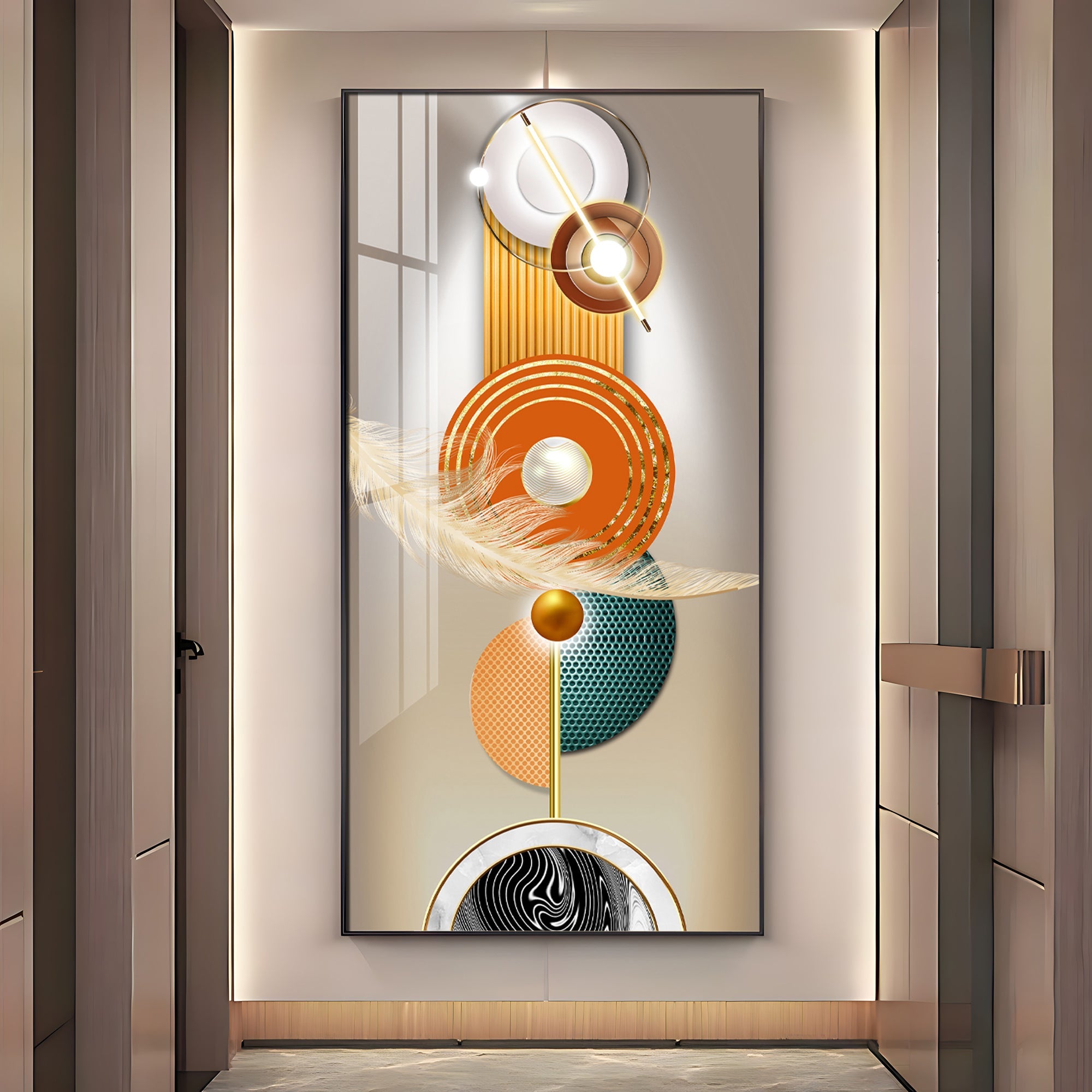 Luxury Crystal Circle Premium Acrylic Vertical Wall Art