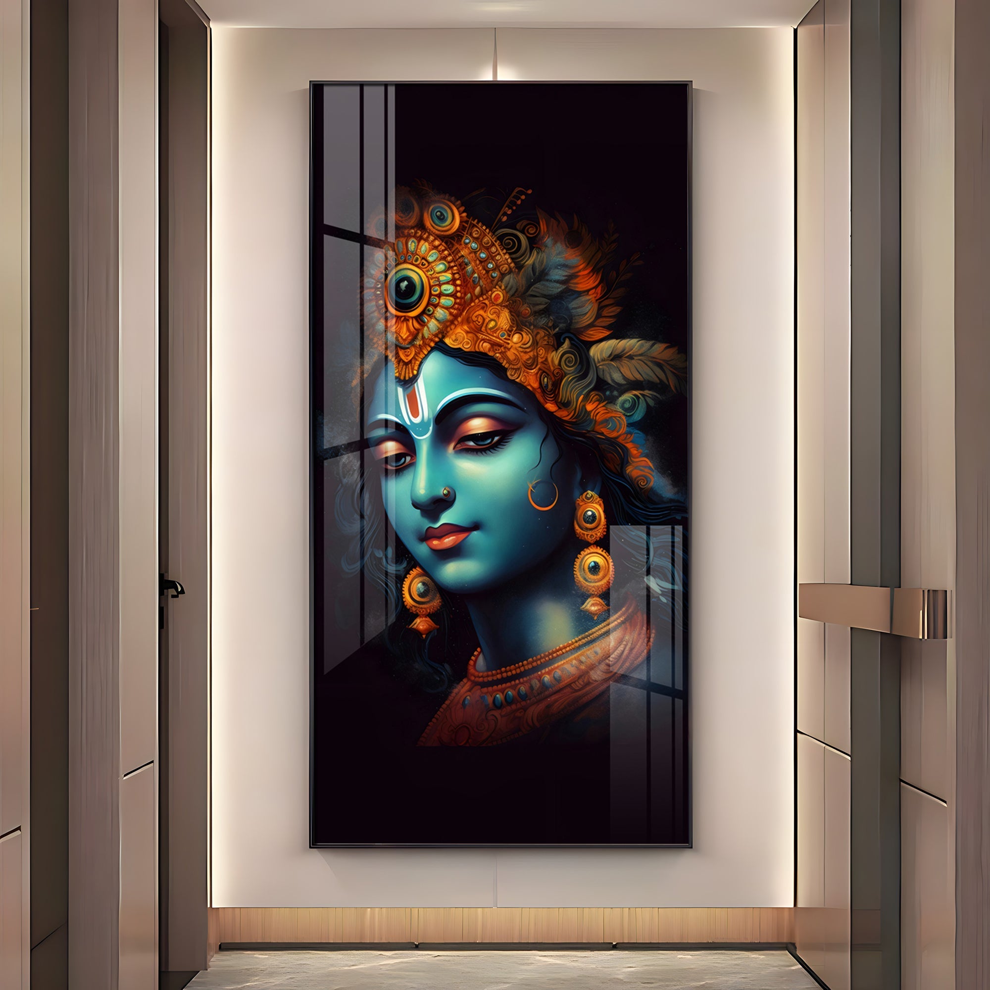 Lord Shree Krishna Premium Acrylic Vertical Wall Art