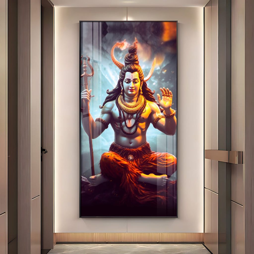 Har Har Mahadev Premium Acrylic Vertical Wall Art