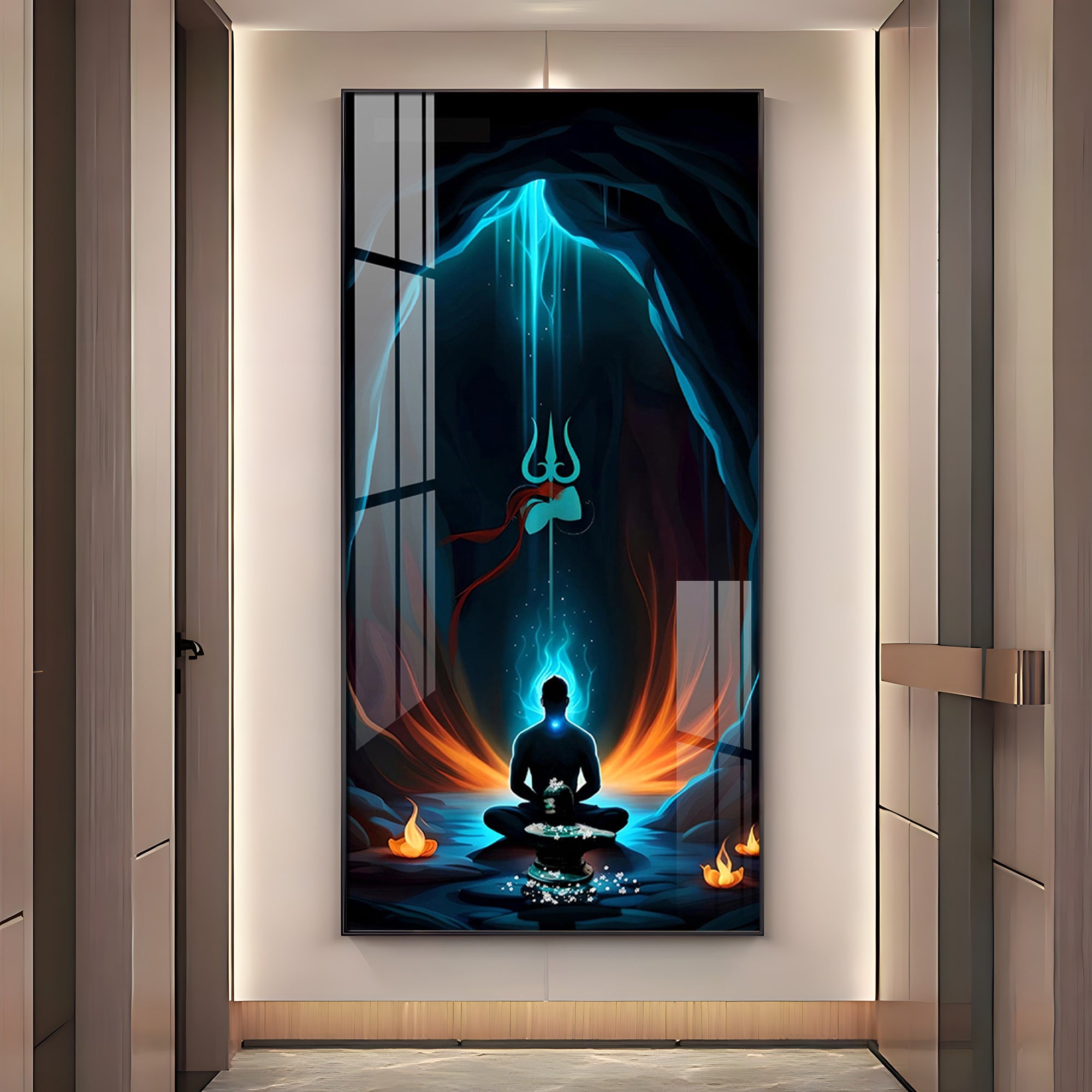 Jai Mahakal Premium Acrylic Vertical Wall Art