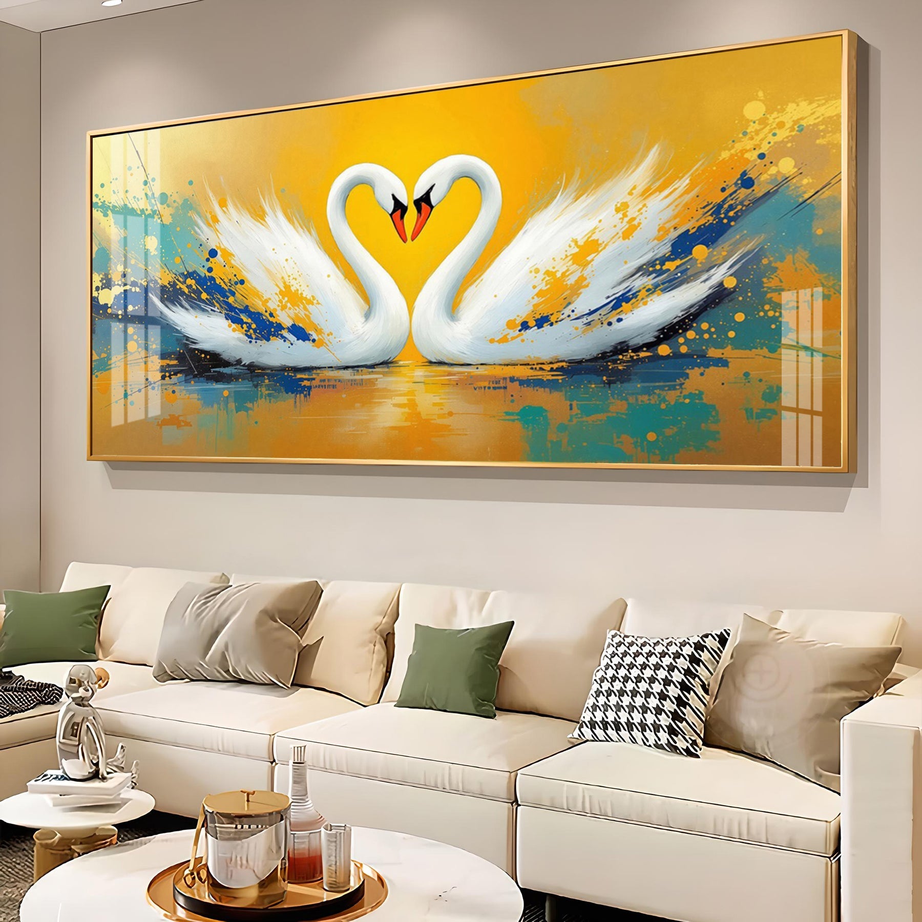 Beloved Swan Hugging Premium Acrylic Horizontal Wall Art