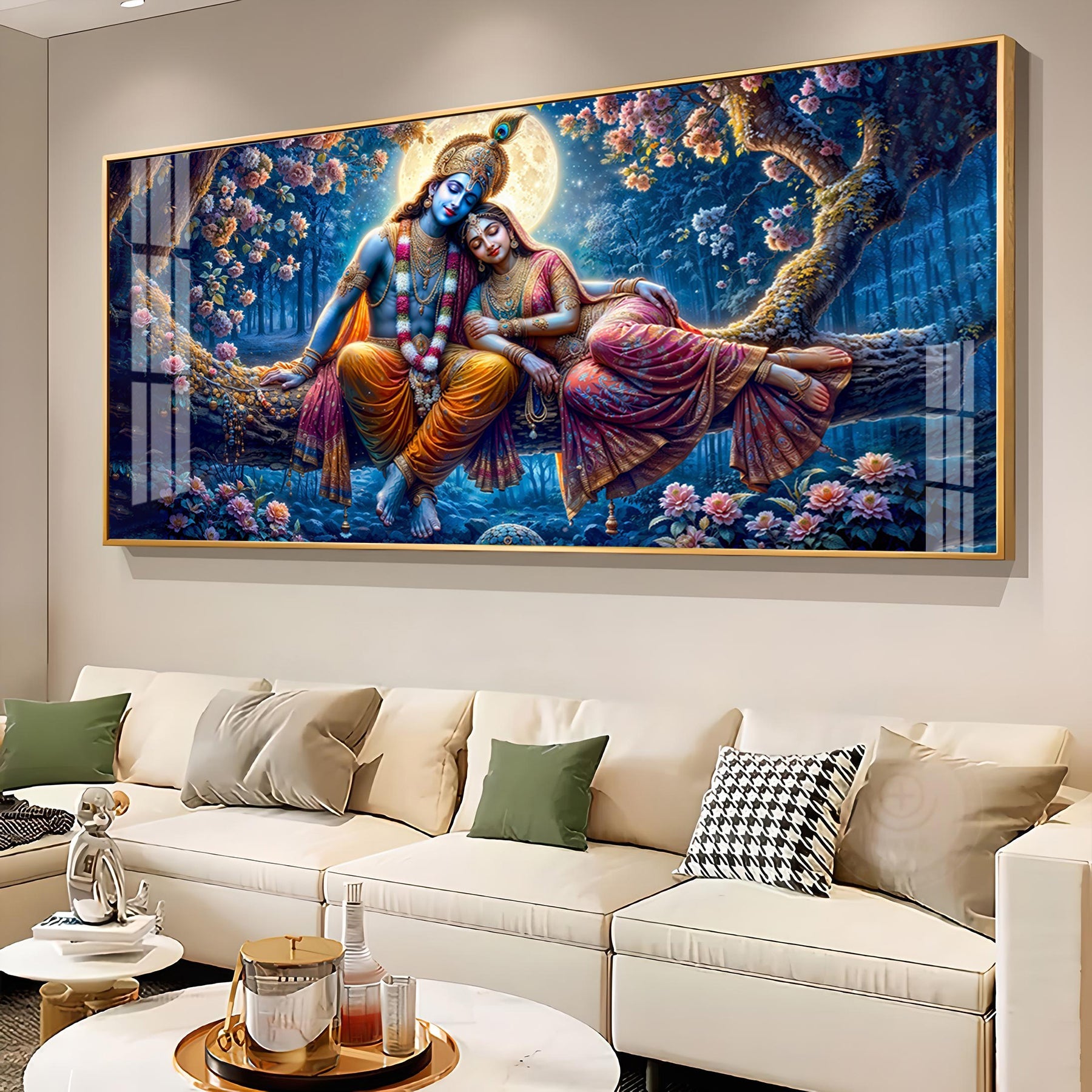 Krishna and His Beloved Premium Acrylic Horizontal Wall Art
