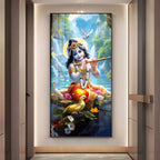 Joyful Krishna Premium Acrylic Vertical Wall Art